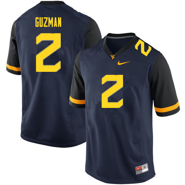 NCAA Men's Noah Guzman West Virginia Mountaineers Navy #2 Nike Stitched Football College 2020 Authentic Jersey KC23E30EG